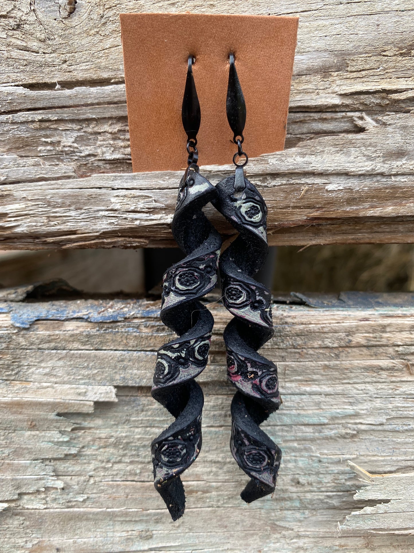 Black Corkscrew Earrings