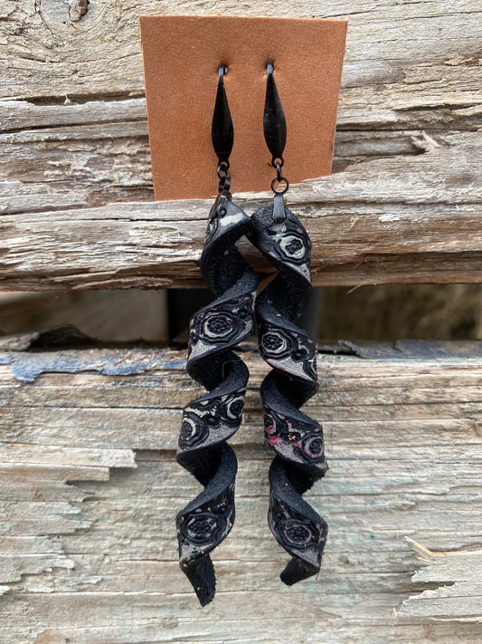 Black Corkscrew Earrings