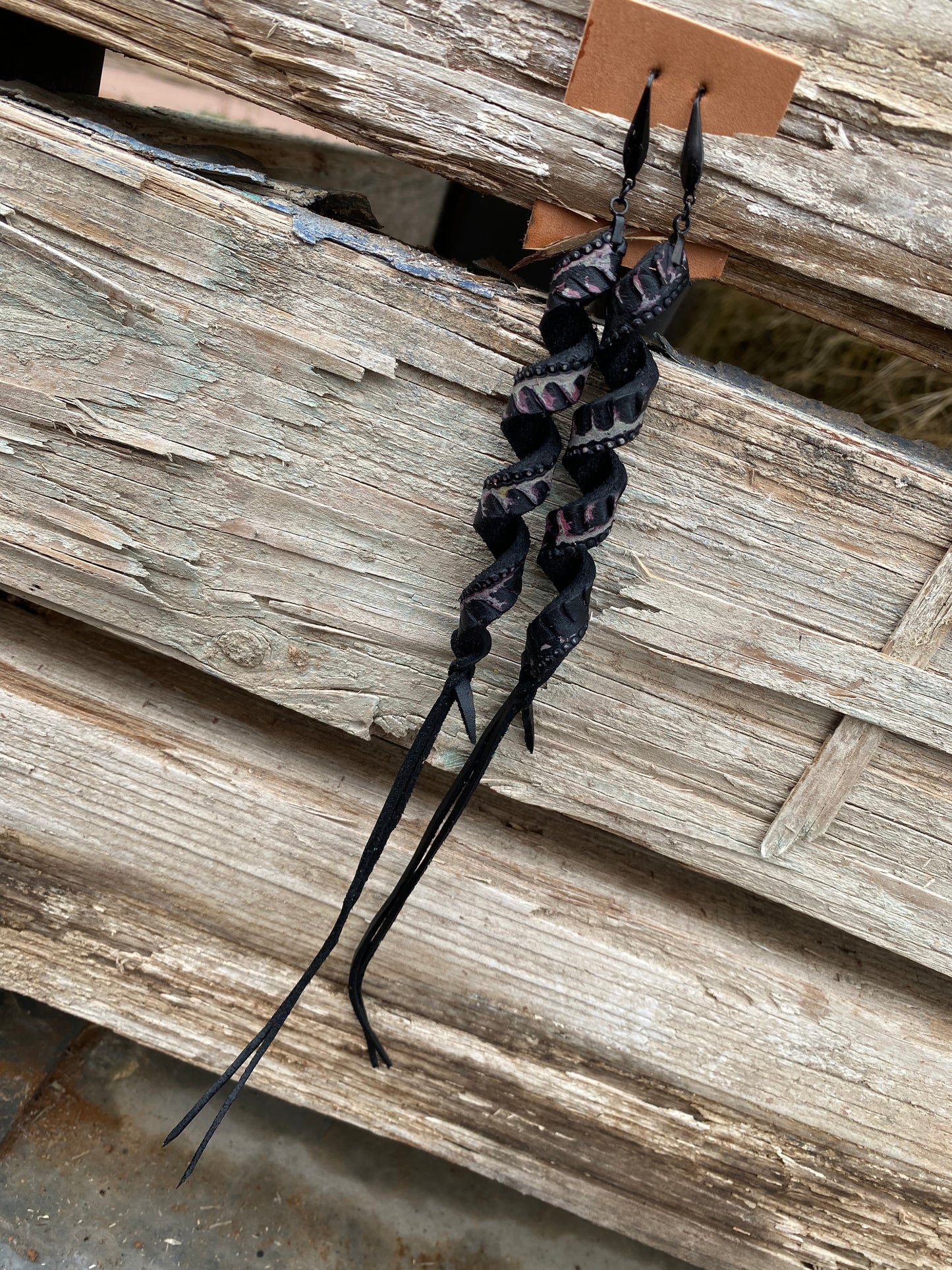 Black Corkscrew Earrings