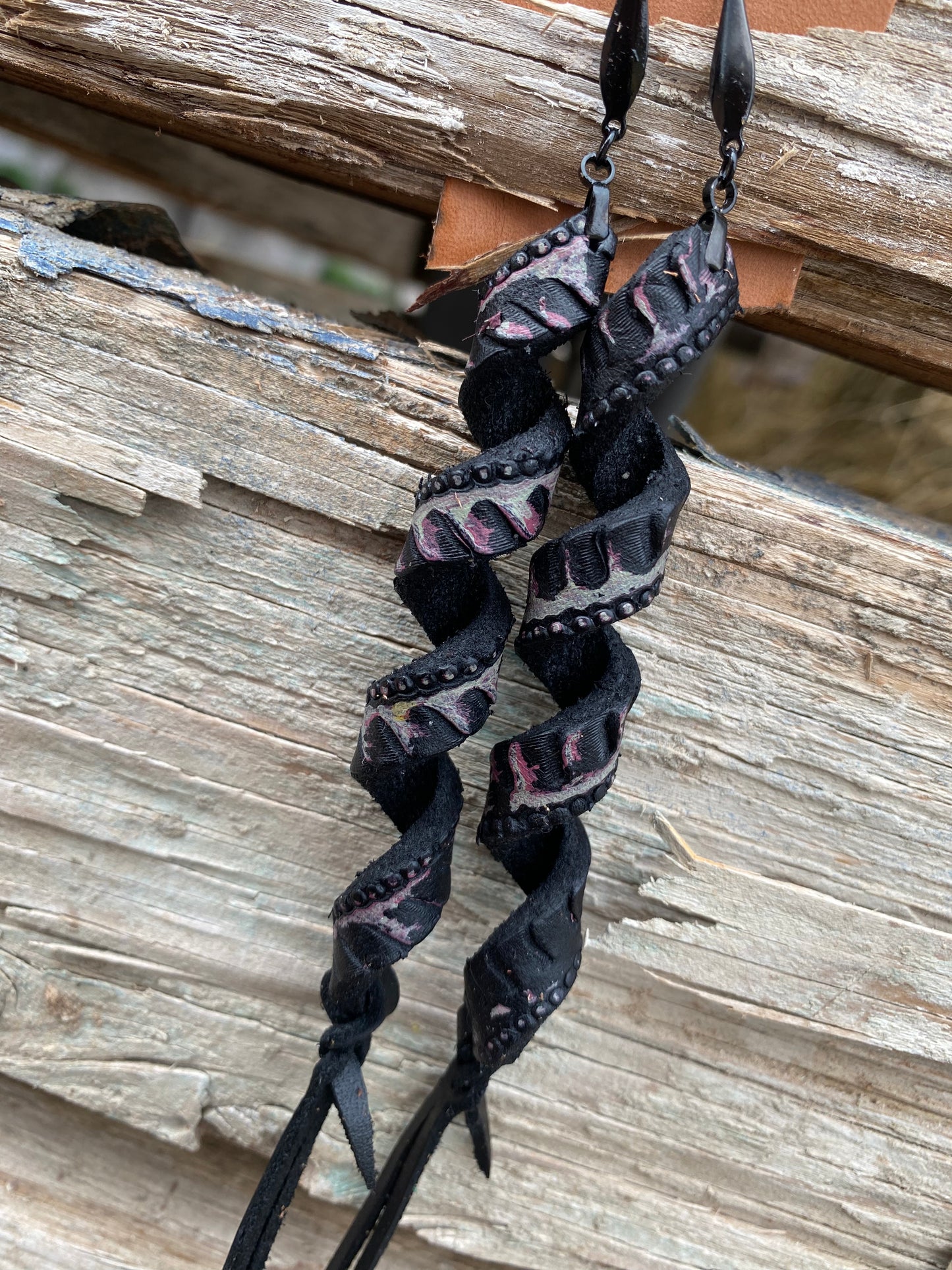 Black Corkscrew Earrings